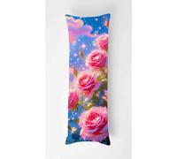 Juicy Rose Body Pillow Case Cover 50x135cm, Long Backrest Cushion Pillow Protector with Zipper, Decorative Bedding Pillowcase, Soft Body Pillow Cover for Couch Bedroom Garden