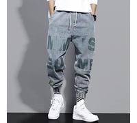 Juig Pantalones Cargo de Hip Hop, Vaqueros para Hombre, Casuales, Harun elásticos, para Correr, Ropa para Hombres, Gray, M