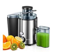 Juilist Licuadora para Verduras y Frutas, Exprimidor Centrífugo Fácil Limpieza Con 65MM XXL de Boca Ancha y 2 Velocidades, Extractor de Jugos con Pies Antideslizante, Antigoteo, 600W