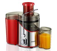 JUILIST Licuadoras Para Verduras y Frutas, 400W Extractor de jugo con 65MM de Boca Ancha, 3 Velocidades, Acero Inoxidable, Fácil de limpiar, Sin BPA (rojo)