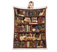 Juirnost Manta de lectura para amantes de los libros, regalos literarios para mujeres, manta de bibliotecaria y gusano de biblioteca, manta suave con temática de gato, 50 x 60 pulgadas