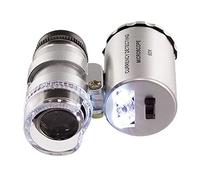 JUIYU Kit de Accesorios para microscopios Mini microscopio de 60x Lupa de Mano LED Lupa de Lupa Ligera Portaobjetos de microscopio