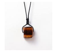 JUIYU Piedra de Cristal Collar con Colgante Cuadrado de Cristal de Cuarzo de Piedra Natural DIY Regalos (Color : Tiger Eye)