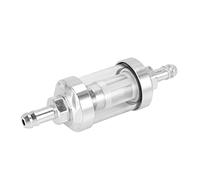 JUJIAN Filtro en Línea De Motor De Petróleo Crudo Gasolina Combustible De Vidrio De Cromo Universal 5/16 Pulgada 8Mm Plata para Motocicletas