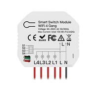 JUJNE Mini Interruptor de Luz Inteligente WiFi DIY 4 MóDulo de 1/2 VíAs Smart Life/Tuya App Control Remoto InaláMbrico Trabaja Home