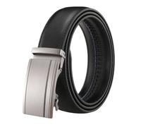 JUJNTNT Cinturón de cuero para hombre con hebilla de trinquete, cinturón de vestir con hebilla automática, cinturón deslizante a rayas cepilladas para hombre, ajustable, color negro (115 cm/negro)