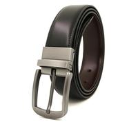 JUJNTNT Cinturón reversible de cuero para hombre, clásico, mate, con hebilla de pasador, elegante e informal, color negro y marrón, dos en uno, ajustable y duradero, 110 cm.