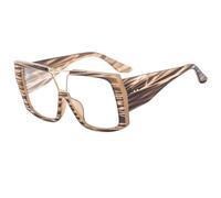 JUJNTNT Gafas cuadradas extragrandes estilo retro con montura plana y lentes transparentes, puente doble dorado, diseño moderno para hombre y mujer, C3, talla única.