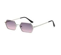 JUJNTNT Gafas de sol clásicas poligonales para hombre, montura pequeña, espejo, para mujer, protección UV400 (plata, gris y rosa)