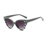 JUJNTNT Gafas de sol con remaches de ojo de gato para mujer, con degradado, UV400 (gris con rayas)