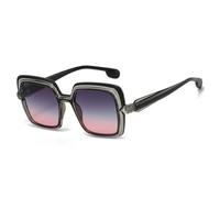 JUJNTNT Gafas de sol cuadradas con degradado de colores a juego de lujo para mujer, estilo retro, con personalidad, tendencia para hombre, UV400 (negro, gris y rosa)