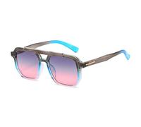 JUJNTNT Gafas de sol cuadradas de doble haz para hombre y mujer, con decoración de línea, adecuadas para el sol (gris y rosa)