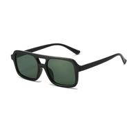 JUJNTNT Gafas de sol cuadradas de doble puente, populares entre la moda femenina y masculina, con lentes degradadas transparentes estilo océano y protección UV400 (negro/verde).