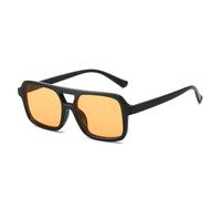JUJNTNT Gafas de sol cuadradas de doble puente, populares entre la moda femenina y masculina, con lentes degradadas transparentes estilo océano y protección UV400 (negro champán).