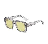 JUJNTNT Gafas de sol cuadradas de moda para mujer, estilo vintage con remaches, estilo punk, con protección UV400 y montura transparente (rayas grises y verdes).