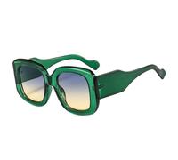 JUJNTNT Gafas de sol cuadradas extragrandes de moda para mujer, estilo vintage con degradado para hombre, con protección UV400 (verde, gris y amarillo)
