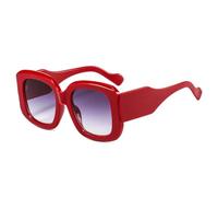 JUJNTNT Gafas de sol cuadradas extragrandes de moda para mujer, estilo vintage con degradado para hombre, con protección UV400 (rojo gris degradado)