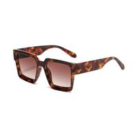 JUJNTNT Gafas de sol cuadradas extragrandes para mujer, modernas, transparentes, con degradado, UV400, estilo punk para hombre (con degradado de leopardo).