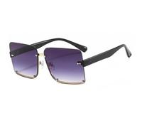 JUJNTNT Gafas de sol cuadradas extragrandes sin montura con lentes planas, estilo moderno para mujer y hombre, sin montura, ligeras, con protección UV, C2, talla única.
