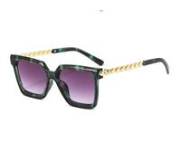 JUJNTNT Gafas de sol cuadradas para hombre y mujer, diseño de patillas con cadena dorada, estilo retro, ligeras y cómodas, C4, talla única.