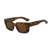 JUJNTNT Gafas de sol cuadradas para mujer, con degradado de color doble, UV400, estilo retro punk, con estampado de leopardo (té de leopardo).