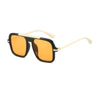 JUJNTNT Gafas de sol cuadradas para mujer, modernas, con protección UV400, estilo retro, con degradado de leopardo para hombre (negro y naranja)
