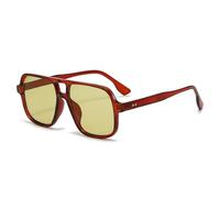 JUJNTNT Gafas de sol cuadradas retro con doble puente para mujer, modernas, con estampado de leopardo, con remaches para hombre, color caramelo, UV400 (marrón y verde claro).