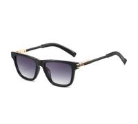 JUJNTNT Gafas de sol cuadradas retro para hombre, diseño moderno, estilo casual, para conducir, estilo vintage (negro degradado y gris).