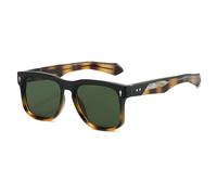 JUJNTNT Gafas de sol cuadradas retro para hombre y mujer, decoración de lujo, acetato con núcleo metálico, para conducir, UV400 (negro y verde)