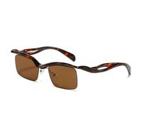 JUJNTNT Gafas de sol cuadradas sin montura, estilo retro, únicas, a la moda, con cristales transparentes tipo océano, con protección UV400, estilo punk, para hombre (té de leopardo).