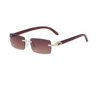 JUJNTNT Gafas de sol cuadradas sin montura para mujer - Lentes UV degradadas con adornos de cristal, patillas de policarbonato, ligeras, para uso diario, C3, Talla única