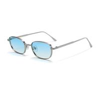 JUJNTNT Gafas de sol de alta gama con montura pequeña cuadrada de metal, estilo retro, para fotografía callejera, para hombres y mujeres (azul)