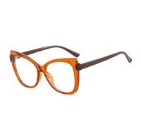 JUJNTNT Gafas de sol de doble color con montura de ojo de gato para mujer, estilo retro, con bisagra de resorte, transparentes para hombre (naranja y café)