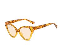 JUJNTNT Gafas de sol de moda con remaches de ojo de gato para mujer, con patrón degradado, UV400 (amarillo champán)