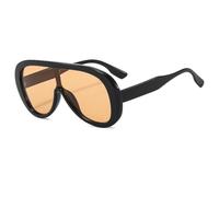 JUJNTNT Gafas de sol de una pieza de gran tamaño para hombre y mujer, estilo retro, de lujo, con protección UV400 (negro y naranja)