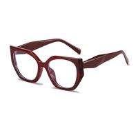JUJNTNT Gafas de sol estilo ojo de gato con diseño poligonal vintage para mujer, montura óptica transparente de doble color para hombre (rojo oscuro)