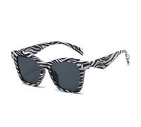 JUJNTNT Gafas de sol estilo ojo de gato para mujer y hombre, con degradado UV400, remaches retro (gris rayado)
