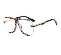 JUJNTNT Gafas de sol extragrandes estilo escudo, montura retro plana con lentes transparentes, sin montura, con elegantes patillas metálicas, C3, talla única.