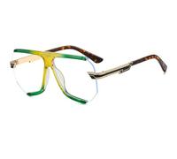 JUJNTNT Gafas de sol extragrandes estilo escudo, montura retro plana con lentes transparentes, sin montura, con elegantes patillas metálicas, C2, talla única.