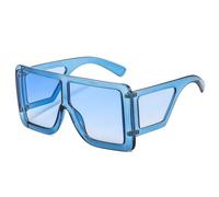 JUJNTNT Gafas de sol extragrandes para mujer, montura gruesa vintage de una sola pieza, protección multicolor (C4 azul-azul)