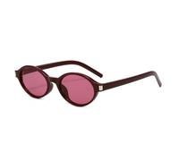 JUJNTNT Gafas de sol ovaladas pequeñas de moda para mujer, con protección UV400, estilo retro punk, para hombre y mujer, con estampado de leopardo (rojo oscuro, rosa y rojo)