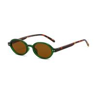 JUJNTNT Gafas de sol ovaladas retro para hombre y mujer, modernas, con diseño de patchwork de colores, adecuadas para ir de compras, con montura pequeña (té verde)