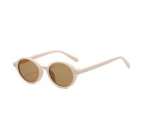JUJNTNT Gafas de sol ovaladas retro para mujer, con personalidad, de lujo, con montura pequeña y diseño de uña de arroz, modernas y versátiles, con protección UV400 (beige y marrón).