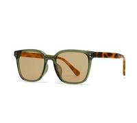 JUJNTNT Gafas de sol para mujer y hombre, con protección UV400, estilo retro, con remaches, tendencia UV400 (té verde leopardo)