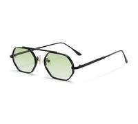 JUJNTNT Gafas de sol poligonales de metal con montura pequeña, modernas y retro, resistentes a los rayos UV para hombre y mujer (verde claro)
