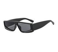 JUJNTNT Gafas de sol rectangulares con patillas anchas y gruesas, estilo moderno para hombre y mujer, montura plana con detalles de pedrería, C1, talla única.