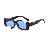 JUJNTNT Gafas de sol rectangulares únicas y populares para mujer, estilo vintage, color caramelo, cuadradas, con protección UV400 (negro y azul).