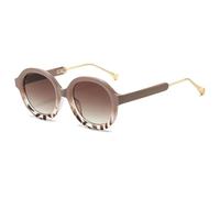 JUJNTNT Gafas de sol redondas estilo punk para mujer, populares, con degradado, estilo retro, con estampado de leopardo, UV400 (marrón leopardo-marrón)