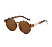JUJNTNT Gafas de sol redondas estilo steampunk para mujer, con protección UV400, montura transparente con degradado para hombre (té de leopardo).