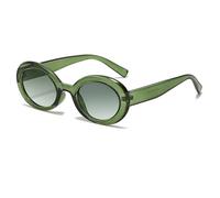 JUJNTNT Gafas de sol redondas para hombre y mujer, estilo vintage punk, ovaladas, UV400 (verde-verde)